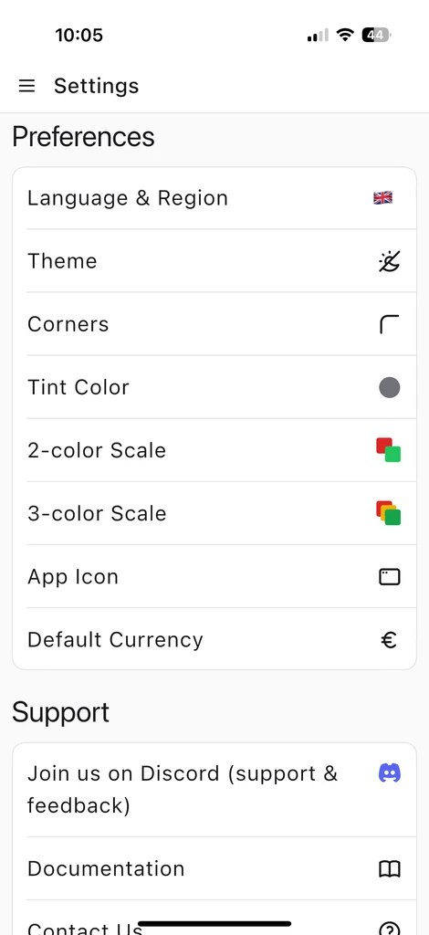 App Settings